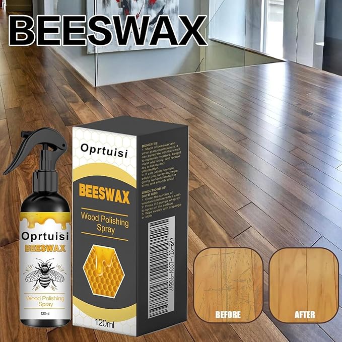 Oprtuisi Natural Beeswax Furniture Polish Spray, Wood Cleaner and Polish, 2-Pack