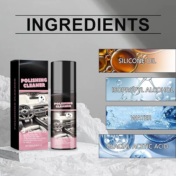 Vexoilux Polishing Cleaner Car Interior, 100ml Car Interior Cleaner Spray, All Purpose Car Interior Detailer Cleaner for Dashboards, Seats, Leather, Plastic 2PCS