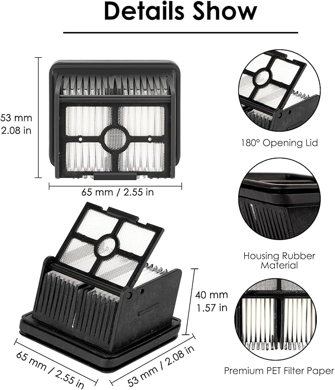 (6 Pack) H12 Pro Replacement Brush Rollers and HEPA Filters Compatible with Dreame H12 Pro/ H12 Dual Cordless Wet and Dry Vacuum Cleaner, 3 Brush Rollers, 3 HEPA Filters, Accessories Kit