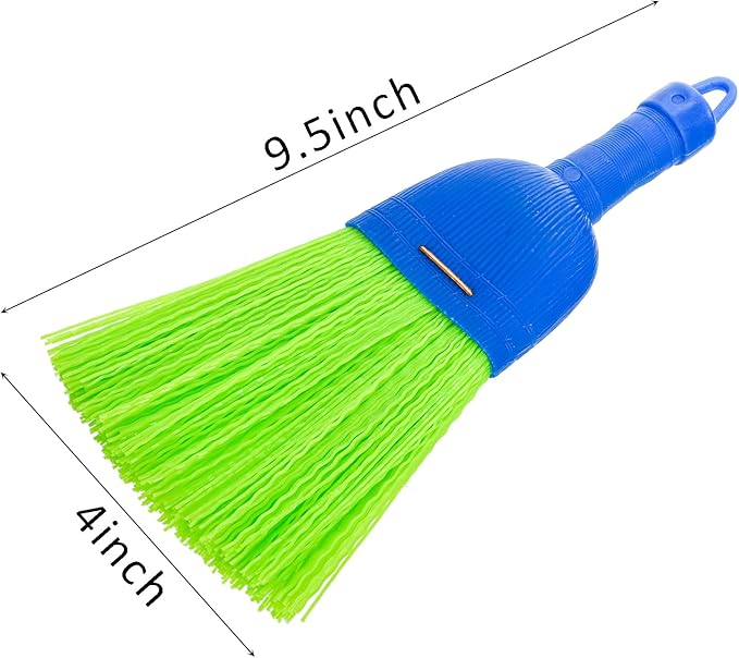 SOUJOY 4 Pack Hand Broom, Poly Fiber Small Whisk Broom for Car, Handheld Brush with Hang Hole Indoor Porches Floors Decks Driveways, Table, Keyboard and Pet Nest