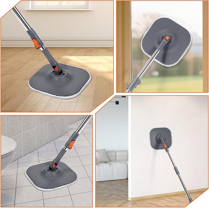 Chabatree Mop and Bucket Set，Spin Mop and Bucket Set with Separate Dirty and Clean Water，2 Replaceable Mop Pads，Deep-Cleaning Mops for Floors, Versatile Mops for Walls