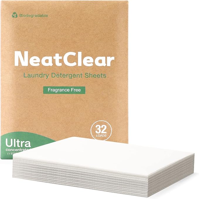 Laundry Detergent Sheets - Travel Size - Fragrance Free 32 Strips (32 Loads) - Concentrated Liquidless Laundry Soap - No Mess - Space-Saving - for Travel, Apartments, Dorms, Sink