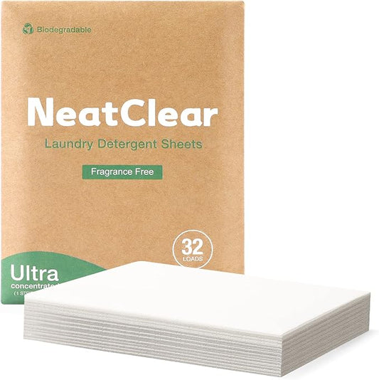 Laundry Detergent Sheets - Travel Size - Fragrance Free 32 Strips (32 Loads) - Concentrated Liquidless Laundry Soap - No Mess - Space-Saving - for Travel, Apartments, Dorms, Sink