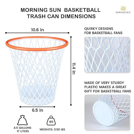 4 PCS Basketball Trash Can,Wastebasket,Basketball gift, Basketball themed gift,4.5 Gallon,Basketball Hoop,Garbage Can,Basketball Net Waste Basket for Office,Bedroom,Gym,Sport party