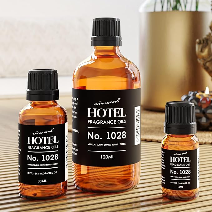 AirScent Hotel Diffuser Oil No. 1028 Inspired by The Seamless Hotel Scent - Premium Fragrance Oil for Ultrasonic and Waterless Diffusers and Crafting - 10 mL, .34 fl oz Glass Bottle with Dropper