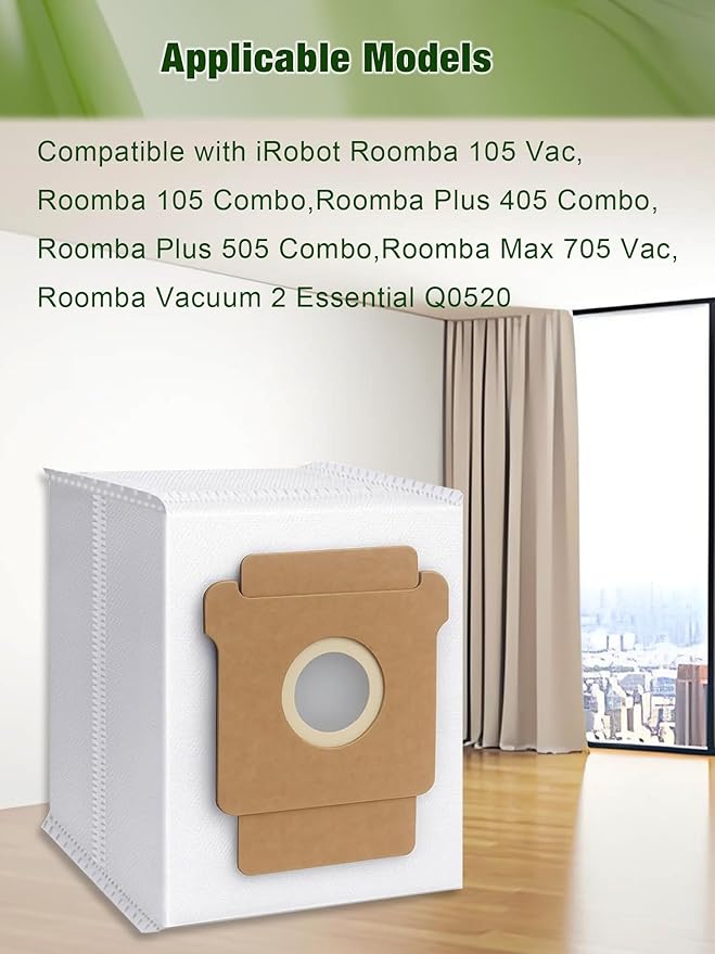 E-HAO 405 & 505 & 705 Vacuum Dust Bags Replacement Parts for iRobot Roomba 705/505/405/504/105/104/Q0520/Q0120/Q011/Y0110/Y0140/Essential Vac, 14-Pack