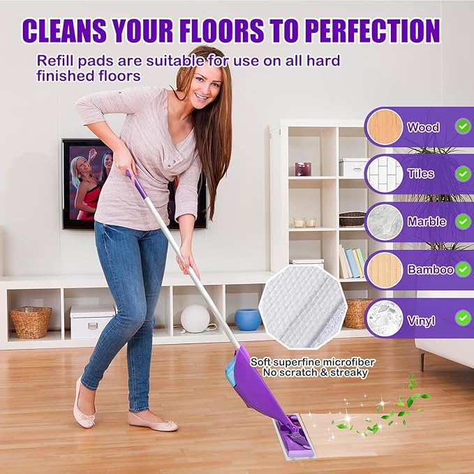 50 Pack Mop Pad Refills for Wet Jet Mop Pads, Wet Jet Mopping Pads for Multi Surface Floor Cleaning, 4 Layers Thickened & Super Absorbent.