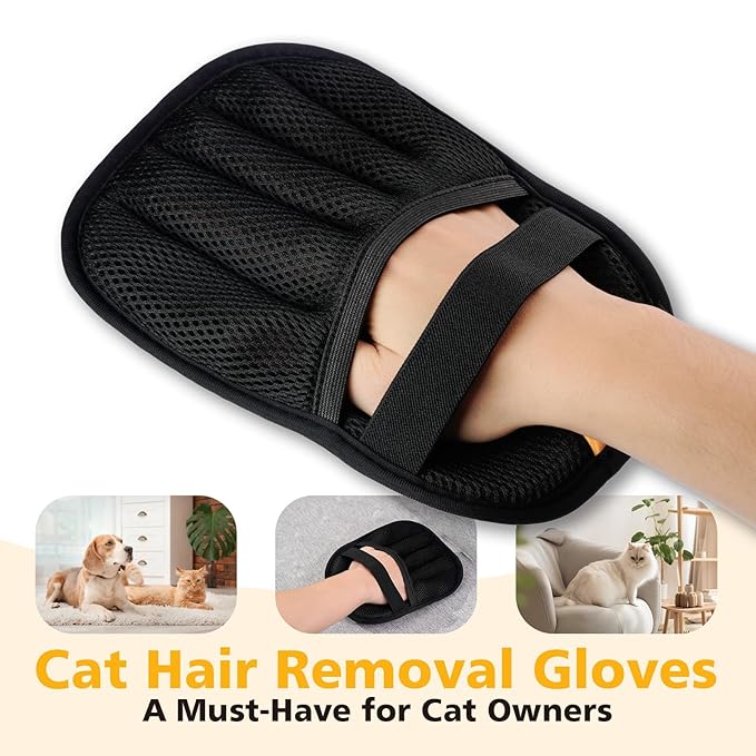 Cat Hair Gloves for Pet Hair Removal，Reusable Cats & Dog Pet Hair Remover Electrostatic Gloves for Pets Grooming,Furniture,Carpet,Car,Couch