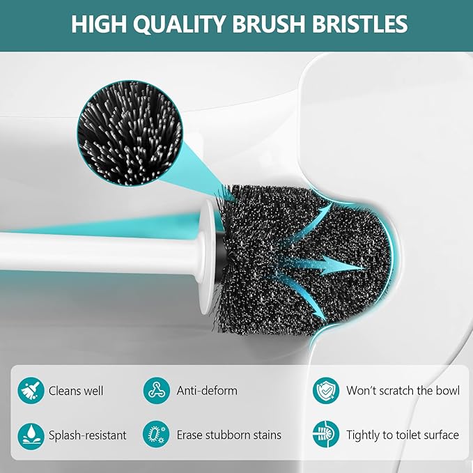 Gold Toilet Brush and Holder Set 2 Pack,Toilet Bowl Brush with Long Handle, Easy to Assemble of Compact Toilet Scrubber, Gold Bathroom Accessories. 2U