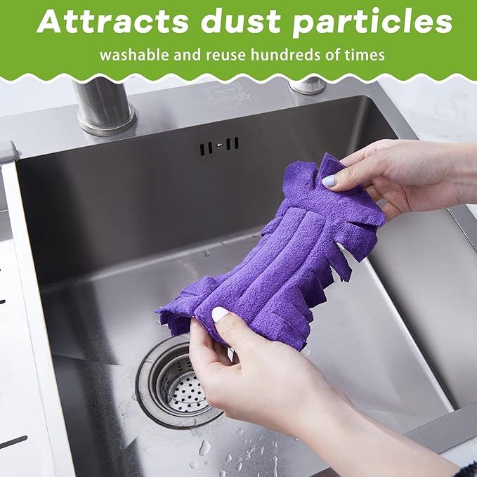 Zubebe 40 Pcs Duster Refill Reusable Fleece Duster Refills Feather Flat Dusters Multi Surface Washable Cleaning Pads Tools for Home, Blinds, Car, Pet, Furniture, Fans (Dark Color)