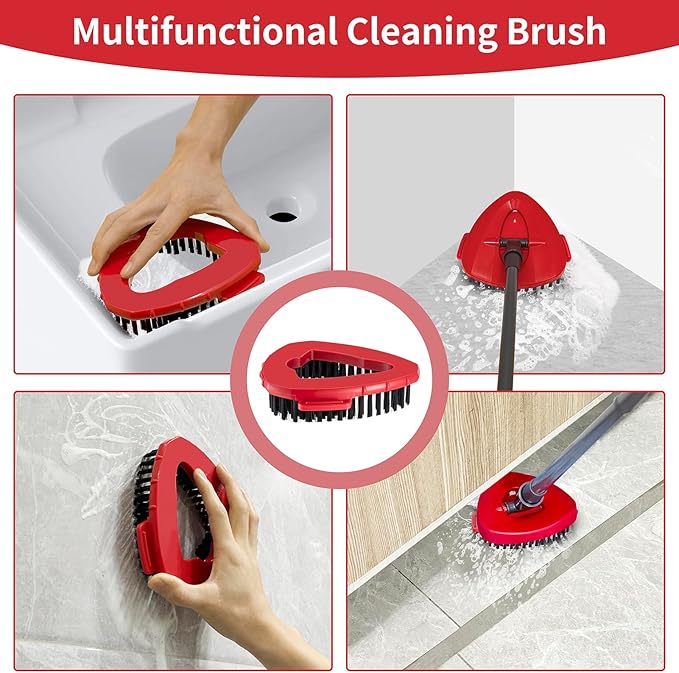 Scrub Brush Replacement Head for O Cedar EasyWring Spin Mop 1 Tank System, Shower Floor Scrubber, Microfiber Triangle Hard Bristle Cleaning Brush for Bathroom Kitchen Pool, Glass and Tile Walls