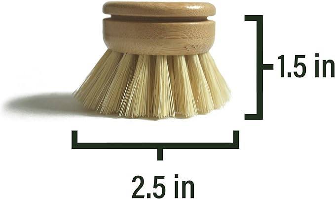 Larga Vitae 6 pcs Wooden Dish Brush Replacement Heads Made of Renewable Bamboo Wood and Natural Bristle Fiber, Durable, Long Lasting (Tampico Fiber)