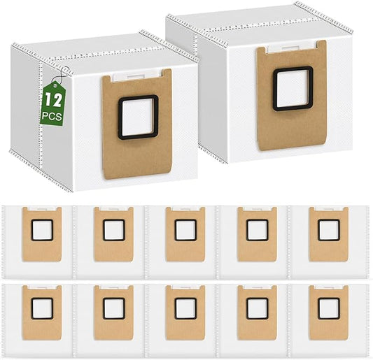 Ndoge 12 Pack Replacement Dust Bags for Eufy E28 Omni/E25 Omni Robot Vacuum Replacement Vacuum Bags 3L Large Capacity Disposable Bag Heavy-Duty 4-Layer Replcement Bags