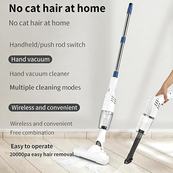 2026 New Stick Vacuum Cordless Rechargeable, Carpet Shampooer Machine Deep Cleaner, Cordless Vacuum Cleaners for Home, Powerful Smart 2-in-1 Vacuuming & Mopping for Car, Office & Home Cleaning (2Set)