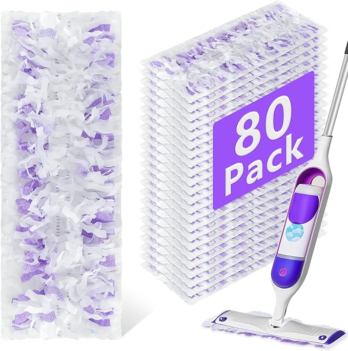 80 Pack Power Mop Refill Pads for Swiffer Power Mop , Disposable Swifter Wet Pad Refills for Swiffer, Replacement Spray Wet Pads Refills for Multi-Surface&Wood Floor Cleaning