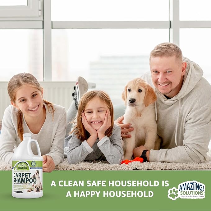 Amaziing Solutions Pet Carpet Shampoo - Carpet Cleaner Solution for Carpet Cleaner Machine, Urine Smell & Stain Remover, Pet Urine Enzyme Cleaner, Carpet Shampoo Solution, Carpet Shampooer, 1 Gallon