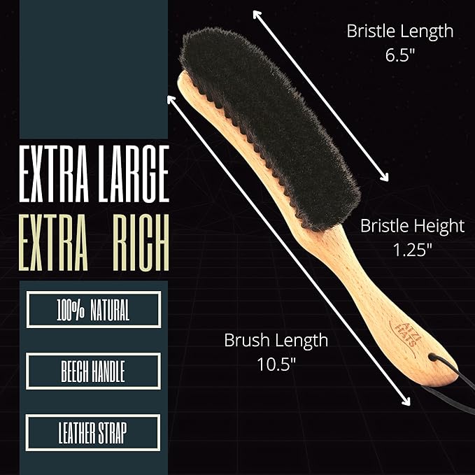 Hat Brush Clothes Brush for Suits Lint Brush Felt Cowboy Hat Cleaner Suit Brush Laundress Lint Roller Wool Cashmere Velvet Furniture Pet Hair Cleaning Kit 100% Horsehair Bristle - 1 Pack