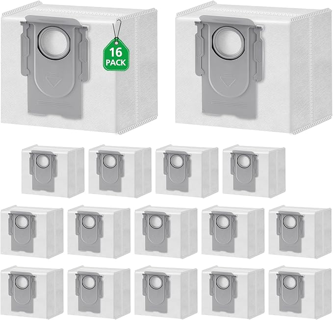 16 Packs Q10 Q7 Q5 Bag Replacement for Roborock Q10 S5+, Q7 M5+, Q5 Max+, 3.6L Vaccum Bag for Q10 X5+, Q5+, Q5 Pro+, Q8 Max+, Q7+, Q7 Max+, S8+, S8 Pro Ultra, S7 Pro Ultra, S7 MaxV Ultra