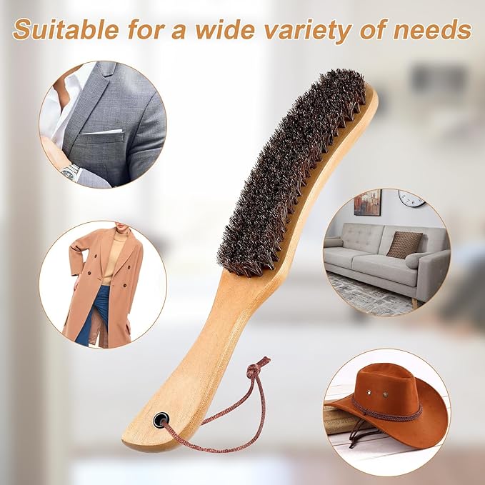 Felt Hat Brush,Felt Hat Cleaner Horse Hair Cowboy Hat Brush Cleaning Kit Hat Brush,Cowboy Hat Cleaner Easily Removes Dust Fuzz and Lint for Shoes Hats,Clothes,Baseball Caps (2)