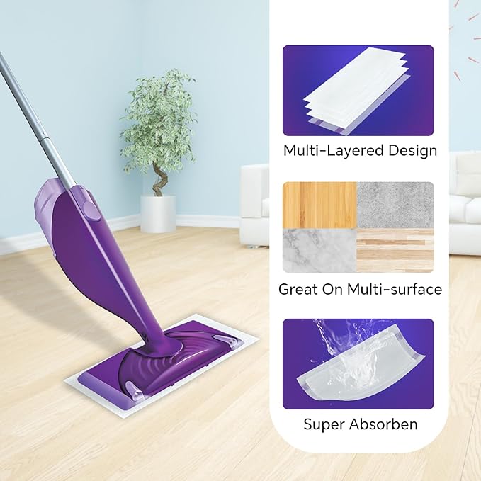 60 Count Wetjet Pads Refills for Swiffer Wet Jet, Disposable Mopping Pad Refills for Swiffer Wet Jet Mops, Thickness&Absorbent Household Cleaning, Multi Surface Floor Mop Pads