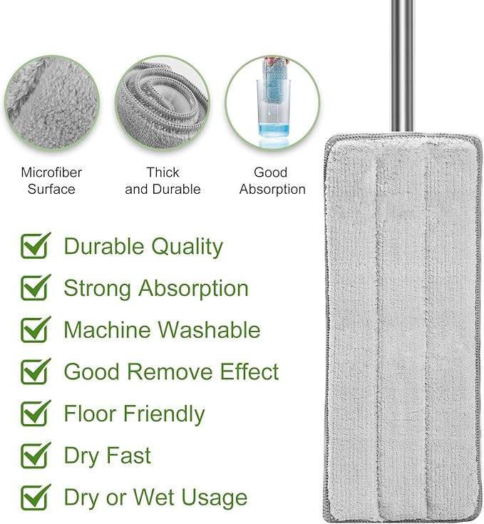 Mop Pads Replacement, 6 Pack mop Head Replacement Washable Microfiber Pads (XF-Padsx6)