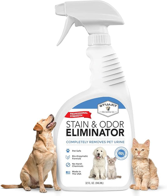 Stuart Pet Supply Co. Professional Strength Pet Stain and Odor Eliminator Urine Odor Remover Pet Urine Enzyme Cleaner Enzymatic Cleaner for Dog Urine and Cat Urine Pet Odor Eliminator (32 oz.)