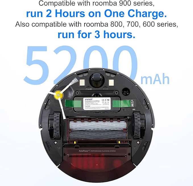 SPARKOLE 5200mAh Lithium Ion Replacement Battery for iRobot Roomba 960 980 981 970 965 801 805 850 860 877 890 891 895 690 680 675 640 614 615, Roomba 900, 800, 700, 600 Series (2025 Upgraded)