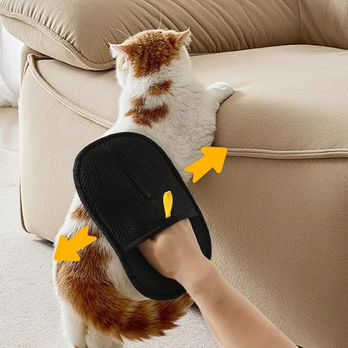 JHHJMEOW 2Pcs Pet Hair Removal Glove with Pet Comb, Cat & Dog Reusable Electrostatic Pet Hair Remover Grooming Gloves for Couch,Furniture,Carpet,Car Seat