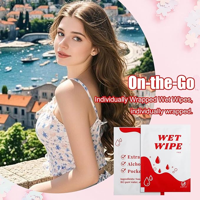 100 Pack Wet Wipes Individually Wrapped, Travel Size Wipes Bulk, Unscented Hand Wipe, Wet Wipe Quickly Cleaning Our Hands for Travel, Home, Wedding, Barbecue, Restaurant