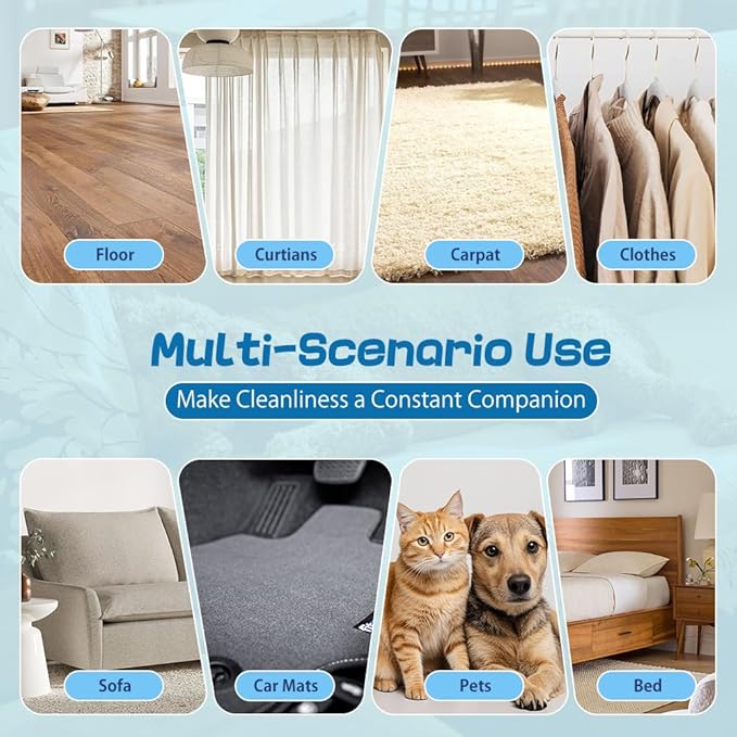 HIDOG 5-in-1 Pet Hair Remover Kit, Washable & Reusable Gel Lint Roller with 40.5" Extendable Handle, Cat Dog Hair Removal Tool, Carpet Rake & Grooming Gloves for Pets, Couch, Furniture, Clothes