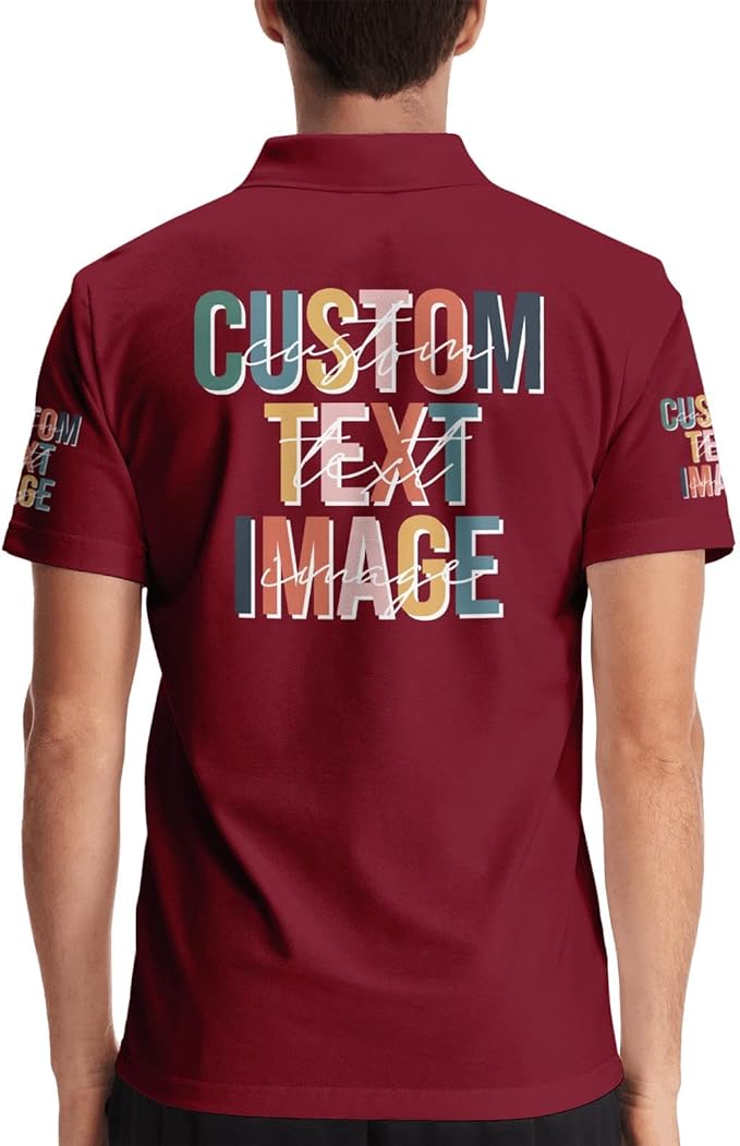 Personalised Polo Shirt Custom Work Shirts for Men Women Printed Text or Logo Working Top, Casual Wear, and Sports Teams