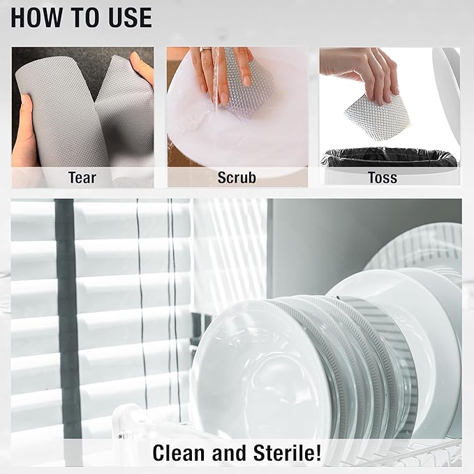 Daily Dish Scrubber Sheet Non-Scratch Household Disposable Cleaning Sponges | Recyclable, Eco-Friendly & Perfect for Kitchen, Home Cleaning and Outdoor Use (3, Navy)