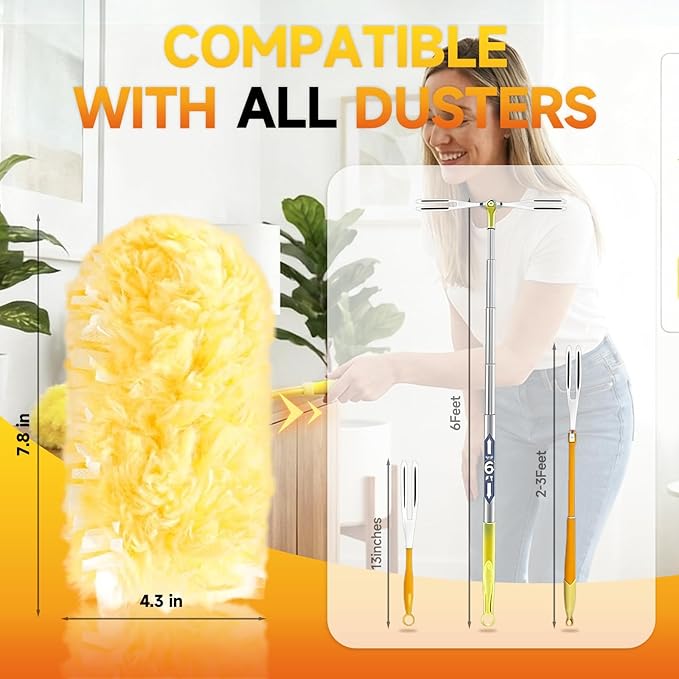 100 Count 360° Heavy Duty Duster Refills Compatible with Swiffer, Larger Size-Extra Thick Electrostatic Disposable dusters Refill for Electronics, Furniture, Blinds, Ceiling Fans, Unscented