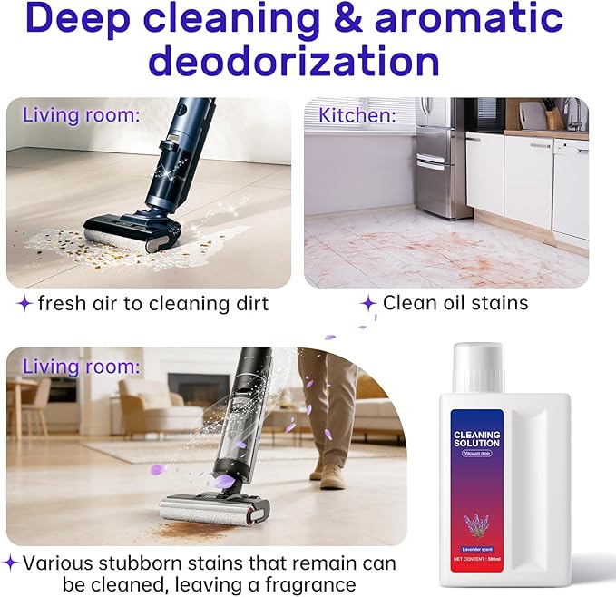 Nukisa Lavender Floor Cleaning Solution Compatible with Dreame Wet & Dry Vacuum and Robot， Residue & Streak Free,Suitable for All Robot Vacuum Cleaners and Wireless Wet Dry Dual-Use Vacuum Cleaners