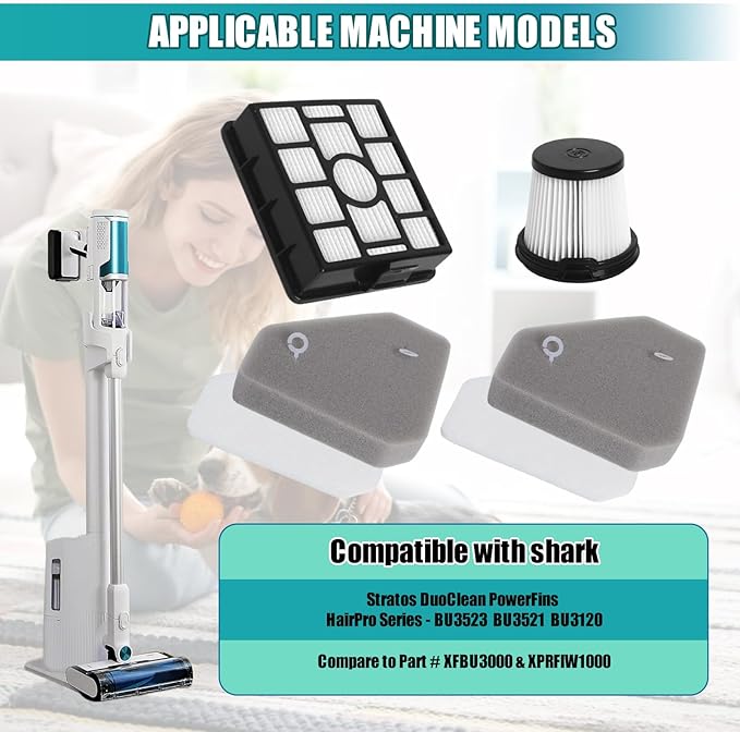 BU3523 Filter Kit Replacement Compatible with Shark BU3523 BU3521 Clean and Empty Cordless Stick Vacuum