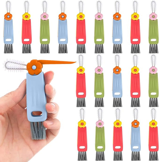 Acellegic 20 Pack 3-in-1 Cup Lid & Gap Cleaning Brush Bulk, Multifunctional Bottle Cleaning Brush Set for Cup Lid, Gap and Corner Brushes, Home Kitchen Clean Brushes Tools