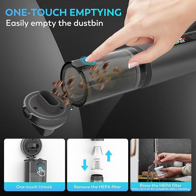 KedeeSparkle Cordless Car Vacuum Cleaner, 22000PA High Power Portable Handheld Car Vacuum & Air Duster, Mini Vacuum with LED Display, for Home, Office, Camping