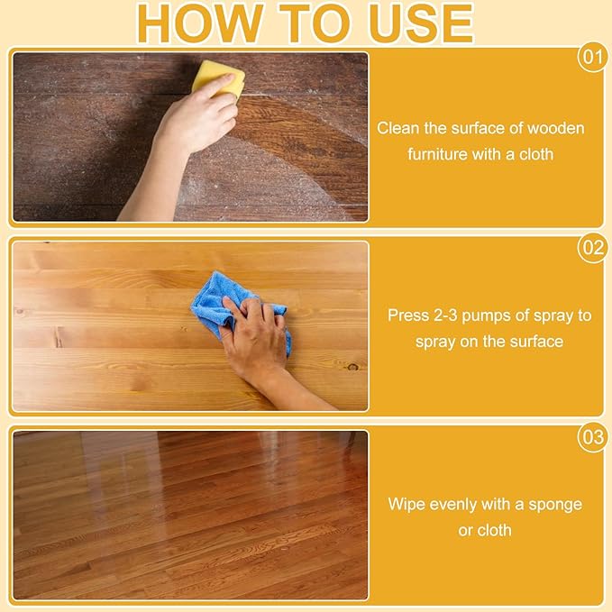 Natural Beeswax Care Spray & Restorer, Bees Wax Furniture Polish and Cleaner, Wood Floor Polish,Bees wax Sprays Cleaner,For Living Room, Kitchen, Leather and Furnitures Polishes (2 PCS,120ML)