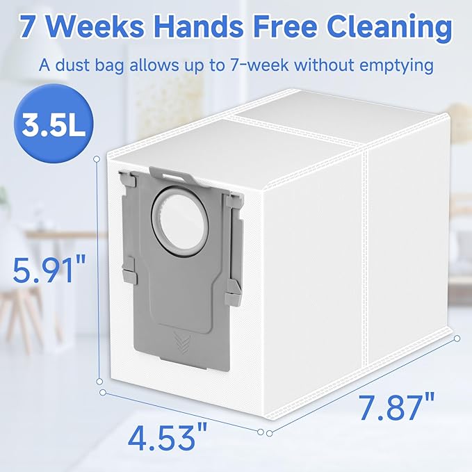Sinnya 20 Packs Q Revo Dust Bags for Roborock QV 35A/Qrevo S5V/Saros 10/10R/Qrevo/Q RevoS/Qrevo Pro/Plus/MaxV/Master/Curv S5X/Edge S5A/S8 MaxV/S8 Max Ultra Robot Vacuum Cleaner, 3.5L Large Capacity
