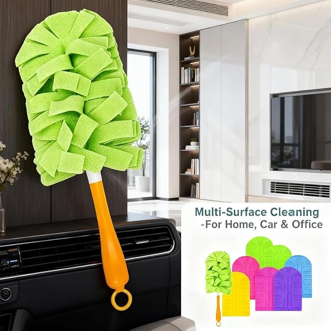 360° Electrostatic Duster Refills — The Sustainable Choice for a Dust-Free Home, Washable & Reusable, High-Density Microfiber, Fits Most Standard Duster Handles (6PCS)