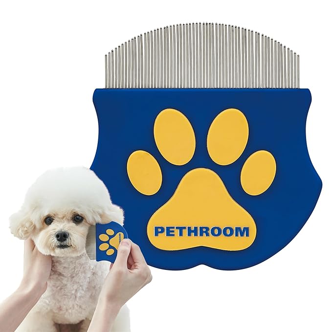 [PETHROOM] Professional Eye Comb for Pets | Stainless Steel Tear Stain Remover for Cats & Dogs | Gentle Round-Head Grooming Tool | Compact & Portable for Eye Gunk Removal