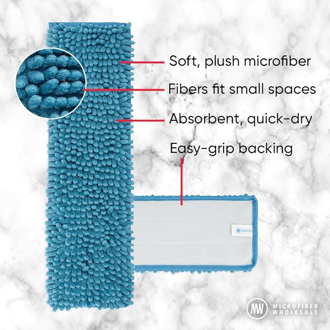 Microfiber Wholesale 18" Chenille Mucho Mop Pad - 2 Pack, Reusable & Washable Microfiber Mop Pads, Compatible with All 18" Flat Mops