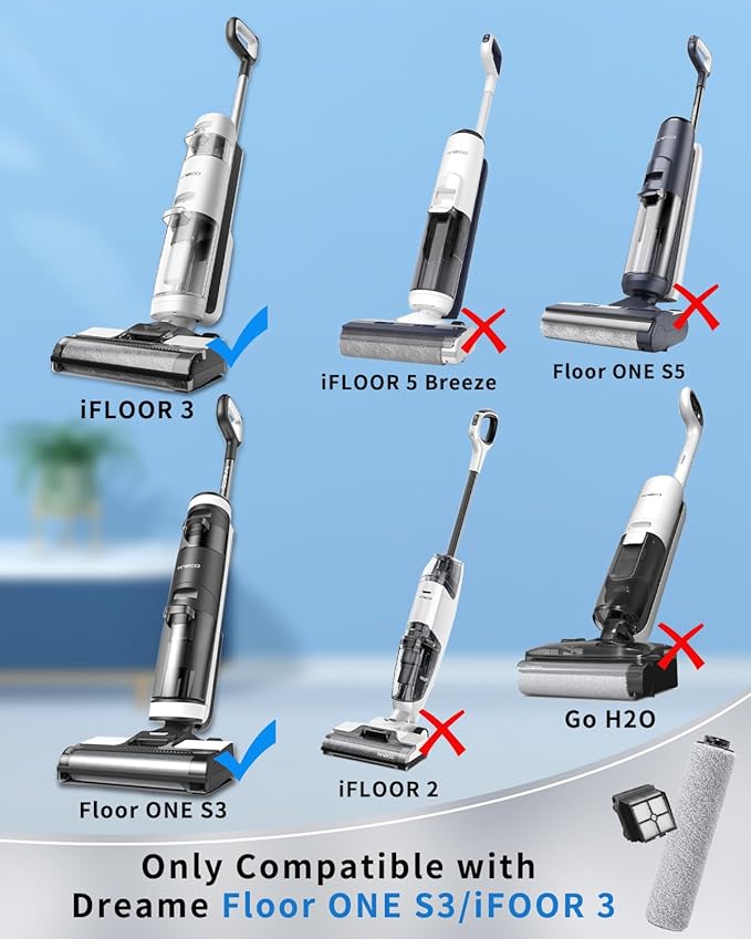 (7pcs) HEPA Filters & Replacement Brush Rollers Compatible For Tineco iFloor 3/ Floor One S3 Cordless Wet Dry Vacuum Cleaner, Replacement Parts Accessories Kit Inclue 3 Vacuum Filter, 3 Brush Rollers