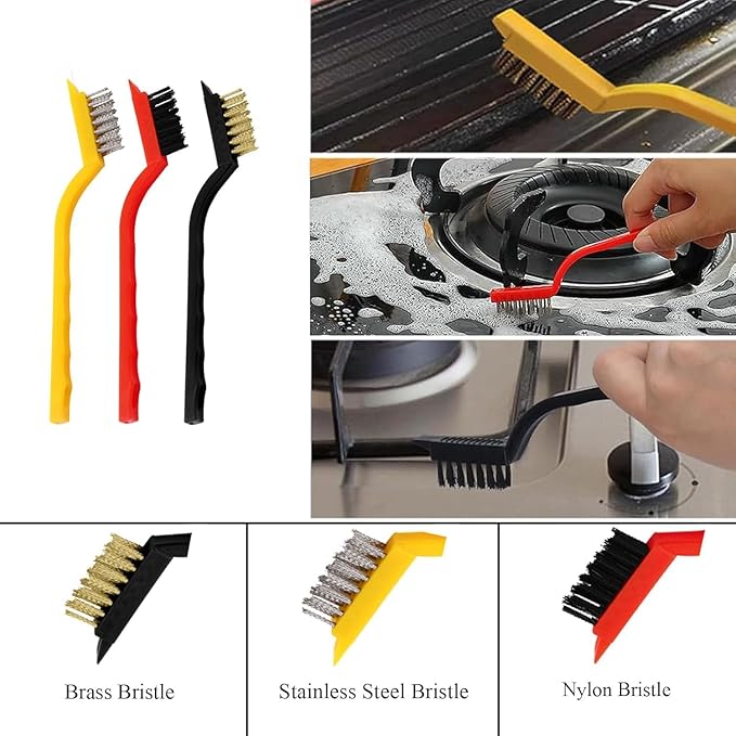 TuTuYa 11PCS Crevice Cleaning Brush Set, Hard Bristle Gap Cleaning Kit for Groove, Window, Tiles, Corner, Faucet, Bathroom, Kitchen, Stove, Pot