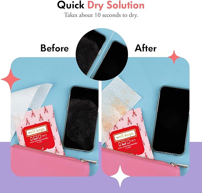 Well-Kept Tech & Lens Wipes - Eyeglass, Screen & Phone Cleaning, Multi-Surface, Lint-Free, Pre Moistened, Streak-Free & Non Scratching - Lobsterfest, 6 Pack (90 Count)