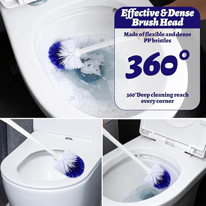 QFGasre 12 Pcs Toilet Brush, 18.5 Inch Long Plastic Handled Toilet Bowl Cleaning Brush Soft Bristle Heavy Duty Long Scrubber for Household Bathroom Cleaning Supplies