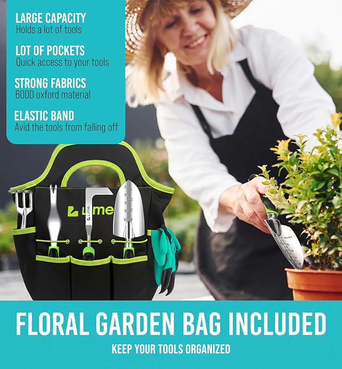 Heavy Duty Gardening Tools with Potting Mat- 24-Piece Gardening Gifts for Women, Men, Mom, Dad - Durable, Ergonomic Garden Tools Set