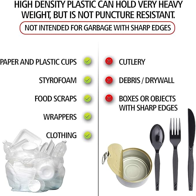 Aluf Plastics High Density Trash Bags, 16 Gallon, 4000 Count, 8 Micron (eq), 24" x 33", Clear, for Bathroom, Office, Industrial, Commercial, Janitorial, Municipal, Recycling