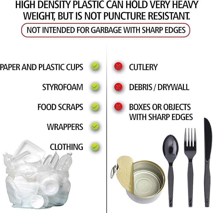 Aluf Plastics High Density Trash Bags, 30 Gallon, 500 Count, 10 Micron (eq), 30" x 37", Clear, for Bathroom, Office, Industrial, Commercial, Janitorial, Municipal, Recycling