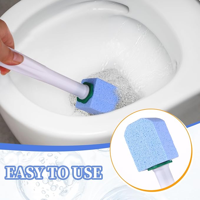 26 Pcs Toilet Pumice Stone with Long Handle Toilet Bowl Cleaner Brush Wand Refills Pumice Stone Block Deep Cleaning Remover Tool for Pool Bath Kitchen Sinks Tiles (Blue)